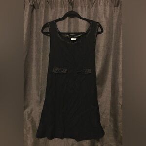 Ultra Pink Black Dress with silk pockets & hem